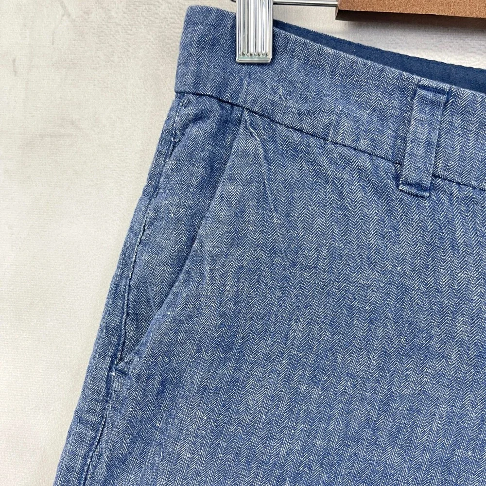 Old Navy Everyday Short Women 4 Dark Chambray Linen Blend Minimal Coastal Beach